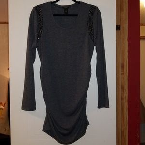 XL Ann Taylor Gray Ruched Tunic with Sequins